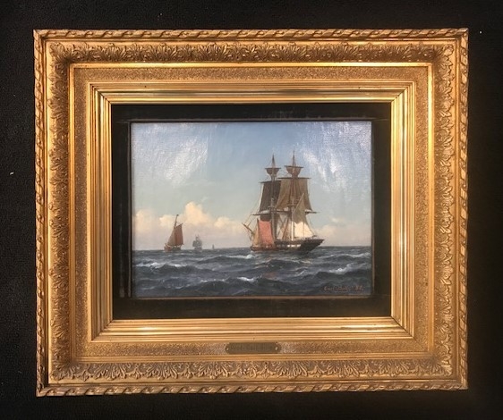 Carl Bille, Marine med talrige skibe 1883 - str:20x28 cm - solgt!