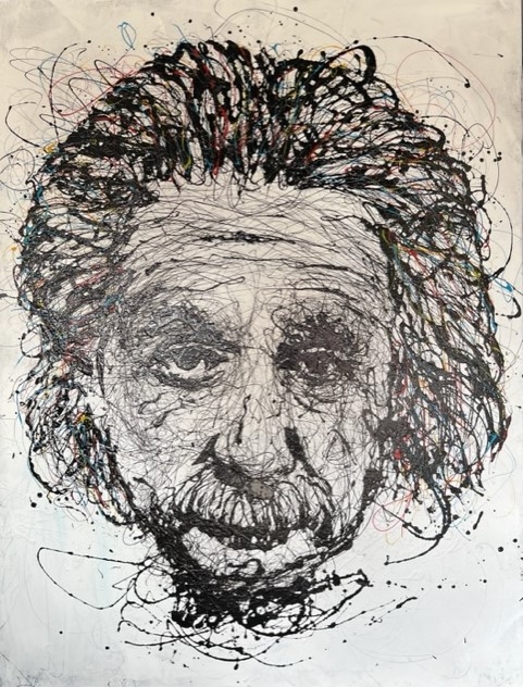 Ole Hedeager, "Einstein" - 180x130cm - drip painting - solgt/sold/verkauft