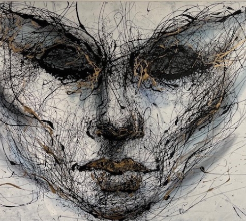 Ole Hedeager, 100x150cm - drip painting - pris: 23.000 kr