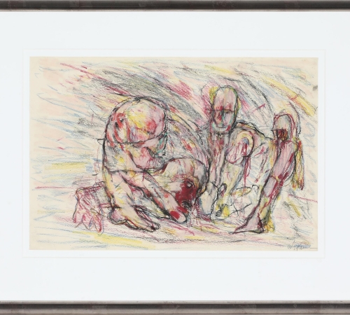 Svend Wiig Hansen: Uden titel. Sign. Svend Wiig Hansen. Oliekridt på papir. Bladstørrelse 30×44. - pris:12.000 kr.