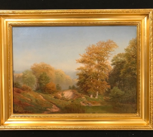 Nordahl Grove, Dansk efterårslandskab 1879 -str:44x61 cm - solgt/sold/verkauft