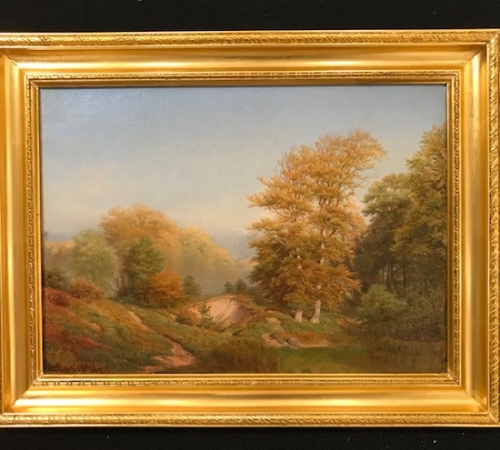 Nordahl Grove, Dansk efterårslandskab 1879 -str:44x61 cm - solgt/sold/verkauft