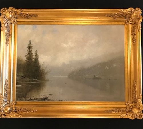 Ludvig Skramstad, Parti fra Norsk fjord - str: 51x71 cm - solgt/sold/verkauft