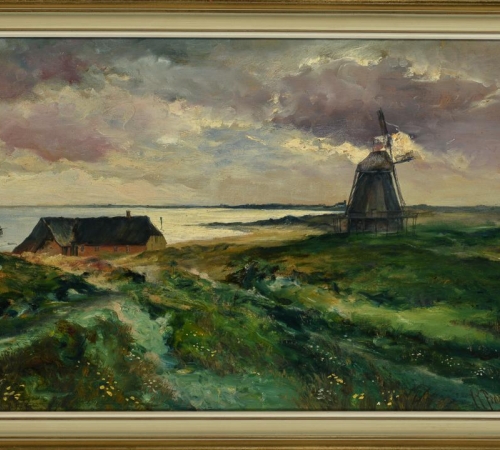 Carl Christian Feddersen, Mühle in Munkmarsch auf Sylt 1923 - str:38x63 cm 