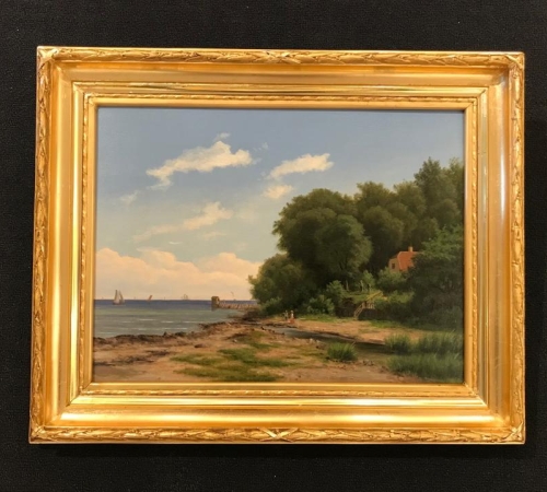 Ubekendt dansk kunstner ca 1860 i stil med Anders Lunde - motiv fra Nordsjælland - str:32x42 cm - solgt!