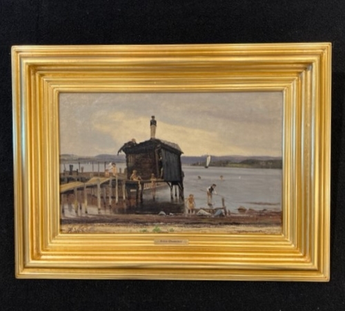 Anton Thorenfeld, badende børn ved Troense - juli 1872 - str:30x46 cm - solgt/sold/verkauft!