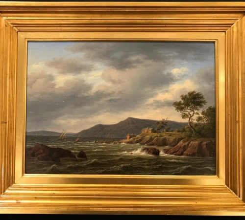 F.C.Kiærschou - Parti fra skærgården i Sverige 1841 - str: 32x45 cm - solgt/sold/verkauft