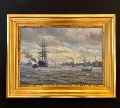 Chr. Benjamin Olsen - parti fra Københavns havn 1913 - str:40x57 cm - solgt!