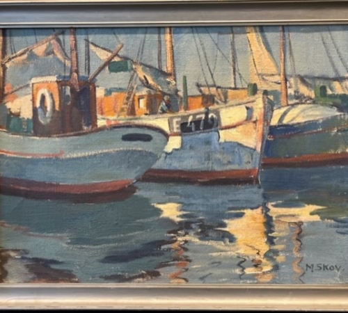 Marius Skov, Parti fra Esbjertg Havn - str:52x71 cm - pris:2.800 kr./385€